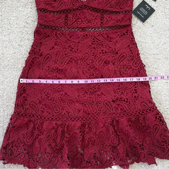 Lulus Dearly Beloved Deep Red Crochet Lace Dress Medium - Picture 7 of 11